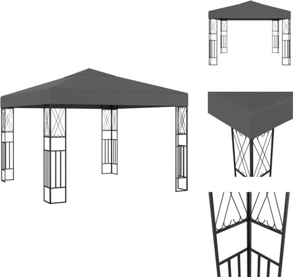 vidaXL Pavillon 3×3 m Anthrazit Stoff - Pavillons & Partyzelte
