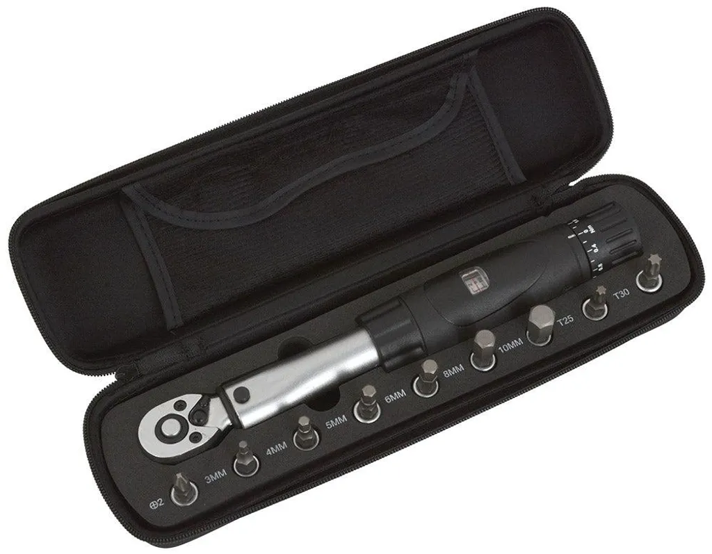 Clé dynamométrique 2-24 Nm Radon avec 9 embouts en acier robuste 1/4"