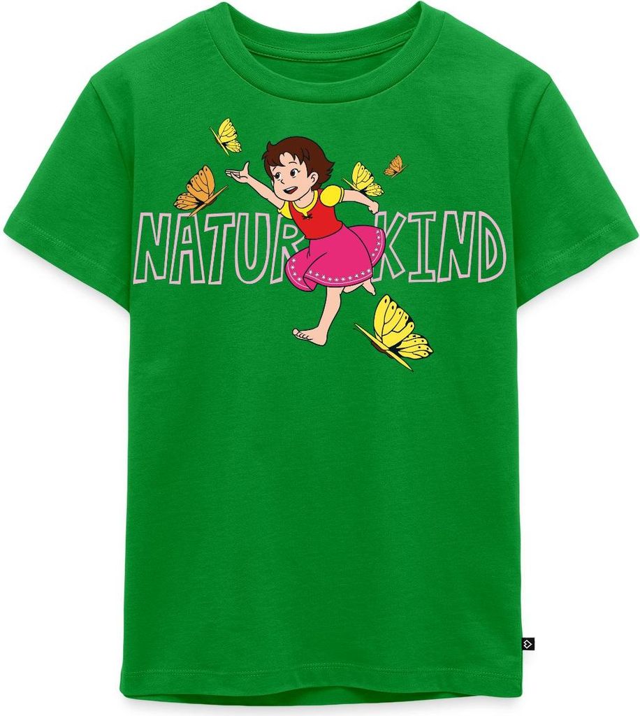 Spreadshirt Heidi Naturkind Schmetterlinge Kinder Premium T-Shirt, 122/128 (6 Jahre), Grün