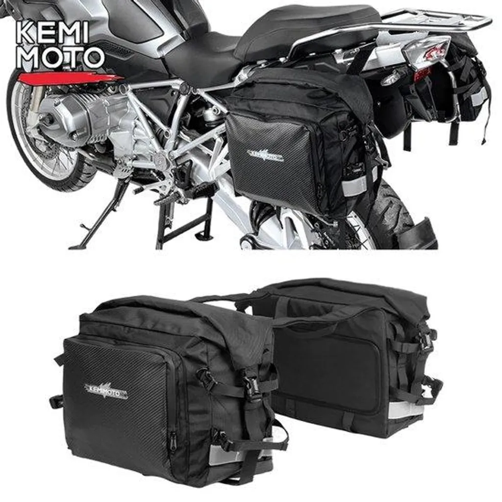 Sacoche Cavalière Moto Amovible - Paire de Sacs 25L pour Voyage Noir