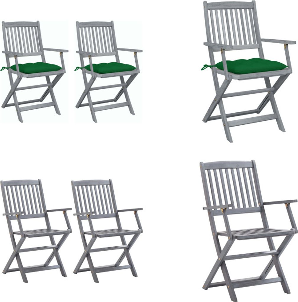 vidaXL Klappbare Gartenstühle 2 Stk. mit Kissen Massivholz Akazie - Gartenstuhl - Gartenstühle - Holz Gartenstuhl - Holz Gartenstühle