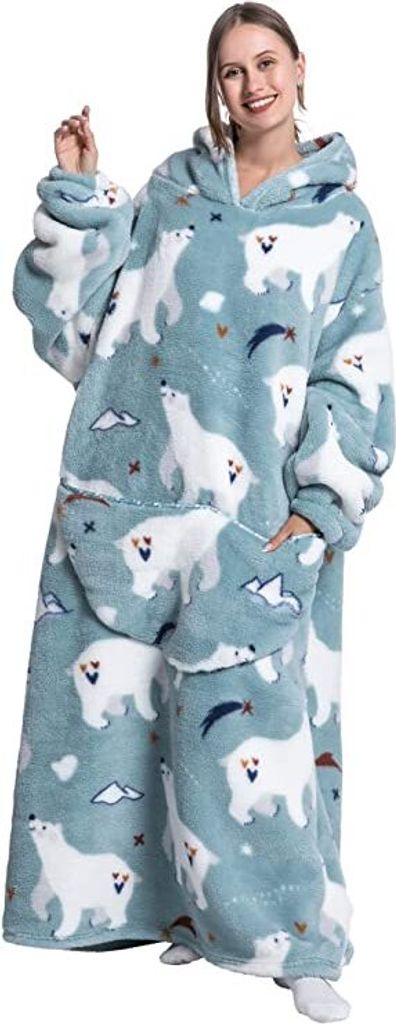 ASKSA Nadměrná deka s kapucí, nositelná deka ze sherpa Obrázek produktu 