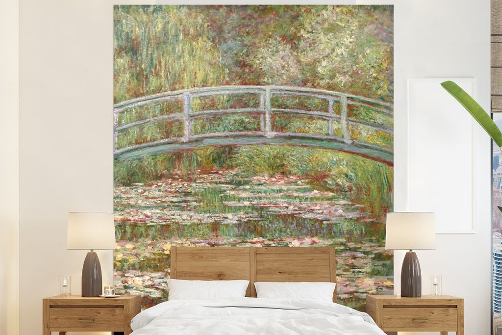 MuchoWow Fototapete für Wohnzimmer oder Schlafzimmer Wandtapete Vinyl Motivtapete Die japanische Brücke - Gemälde von Claude Monet - 195x240 c...