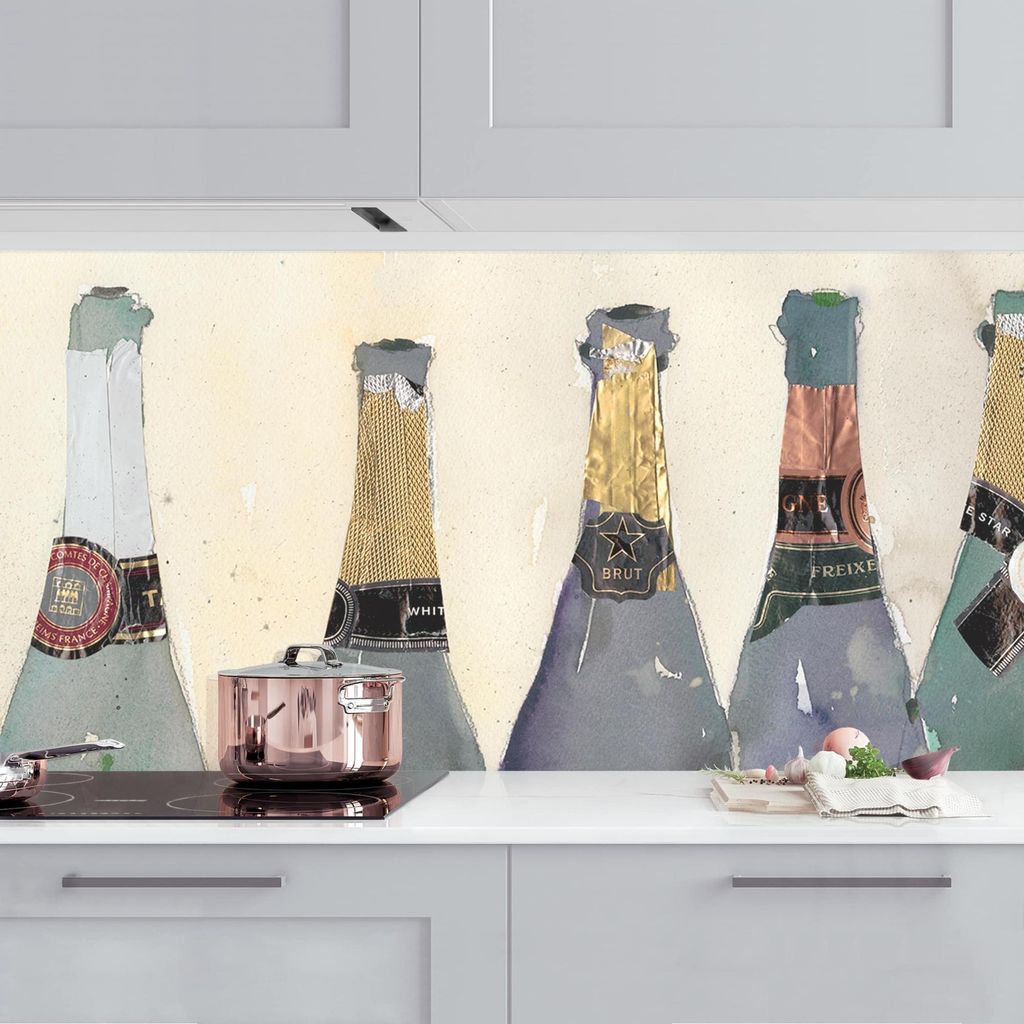 Küchenrückwand Kulinarisch selbstklebend - 0.65 mm Wandpaneel wasserfest Design grün Aquarell Illustration Spritzschutz fugenlos