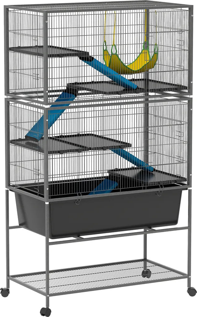 Cage rongeurs facile à nettoyer avec bac extensible et rangement bas