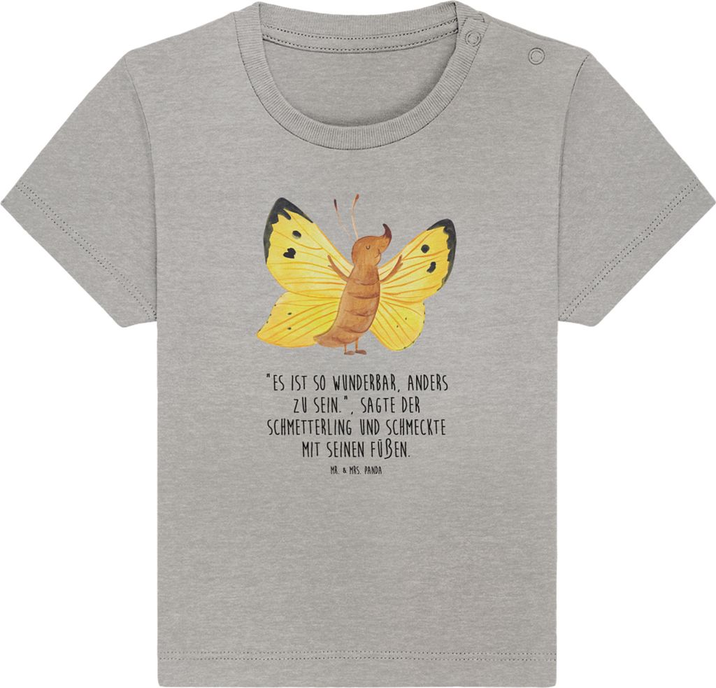 Mr. & Mrs. Panda Babyshirt Schmetterling Zitronenfalter 24. - 36. Monat - Heather Grey - Geschenk, Baby Top, Schmetterlinge, Jerseyshirt, Selbstlie...