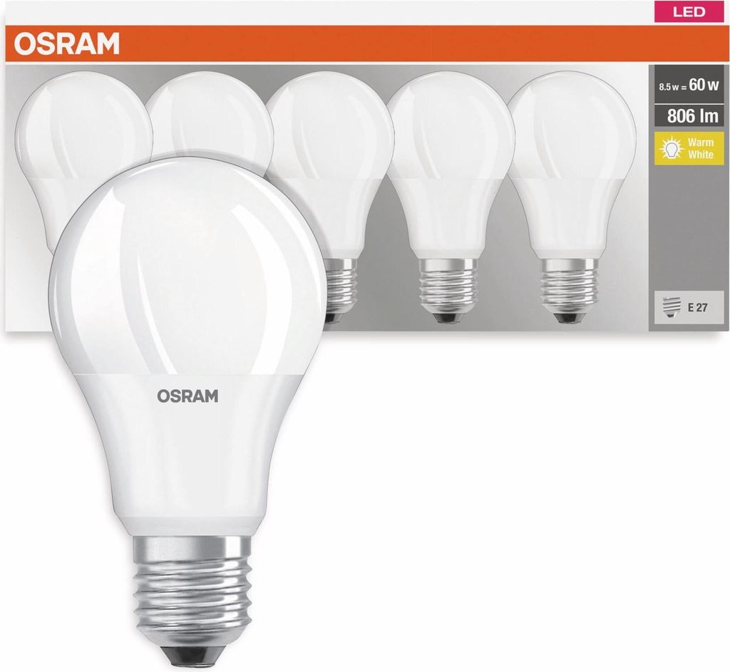 Osram 4058075090484, 8,5 W, 60 W, E27, 806 lm, 10000 h, Produktbild 