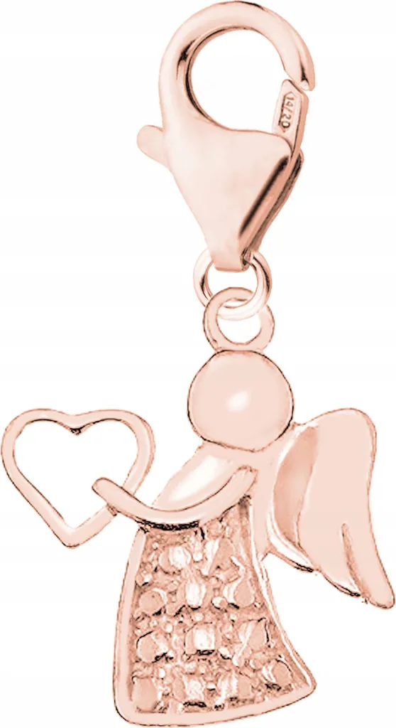 Ciondolo Angelo Custode Argento 925 Placcato Oro per Bambina con Cuore - 1