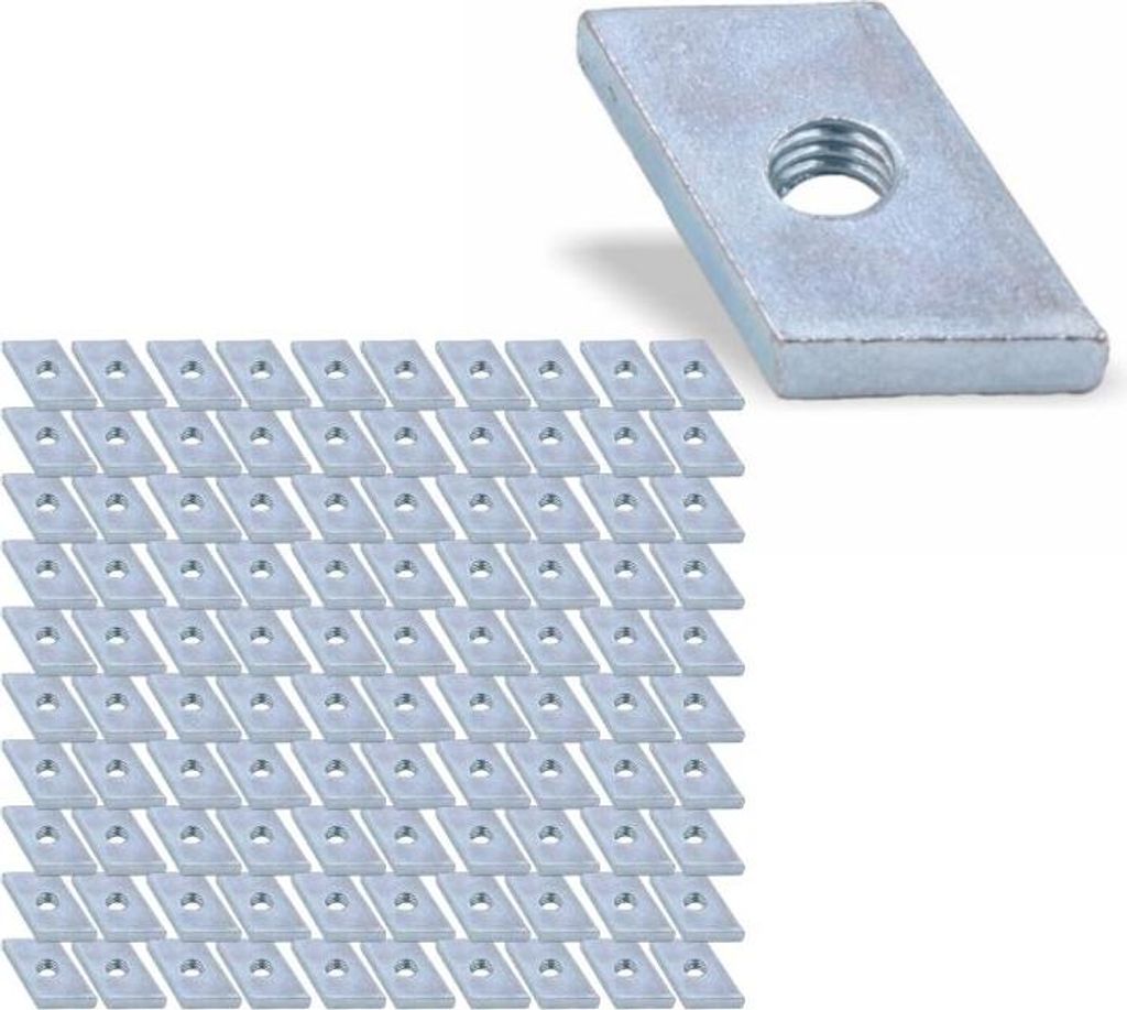 100x Nutenstein | Gewindeplatte Rhombus 20x13x4 mm M5 Gewinde Winkel 24° | Stahl verzinkt 5-8um