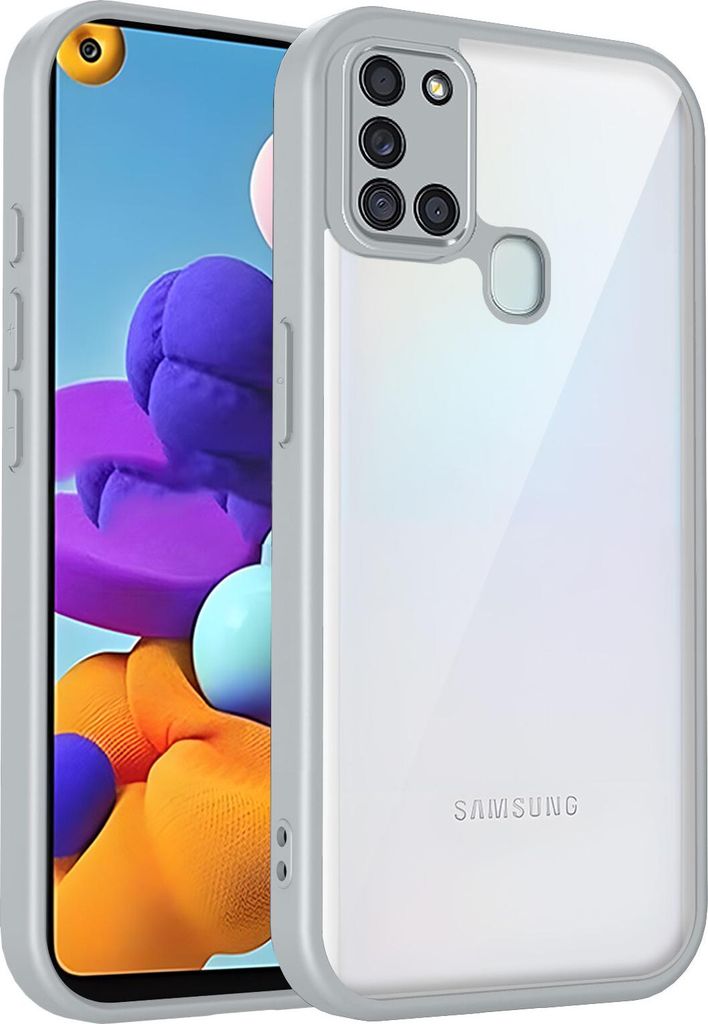 Hülle für Samsung Galaxy M30s Transparente Rückseite TPU Bumper Stoßfest Handyhülle Grau