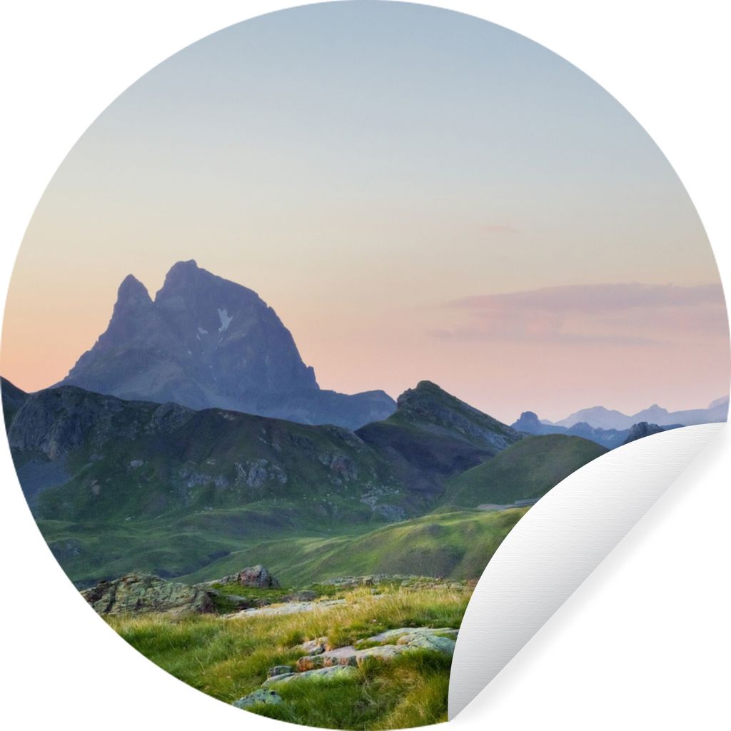 MuchoWow Runde Wandtattoo - Wandsticker Tapete Aufkleber Frankreich - Berg - Wiese Ø 30 cm Selbstklebend und Repositionierbar - Wandaufkleber - ...