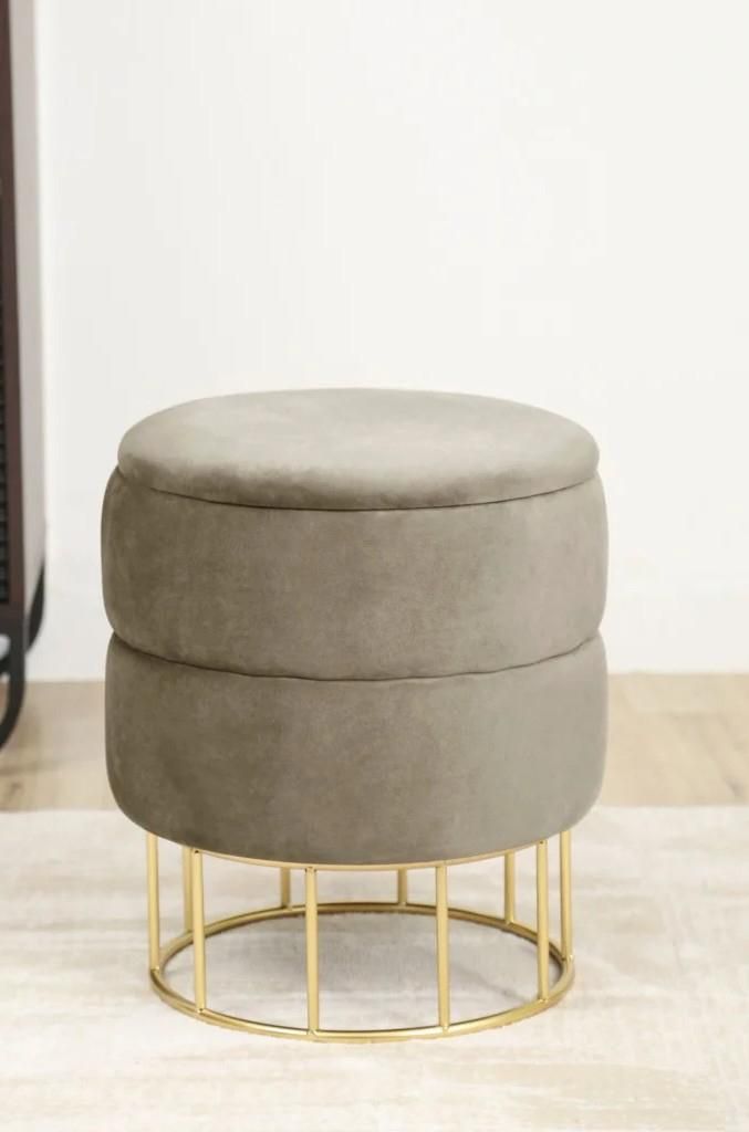 Stilvoller Hocker MALIOR mit Stauraum – beige/gold