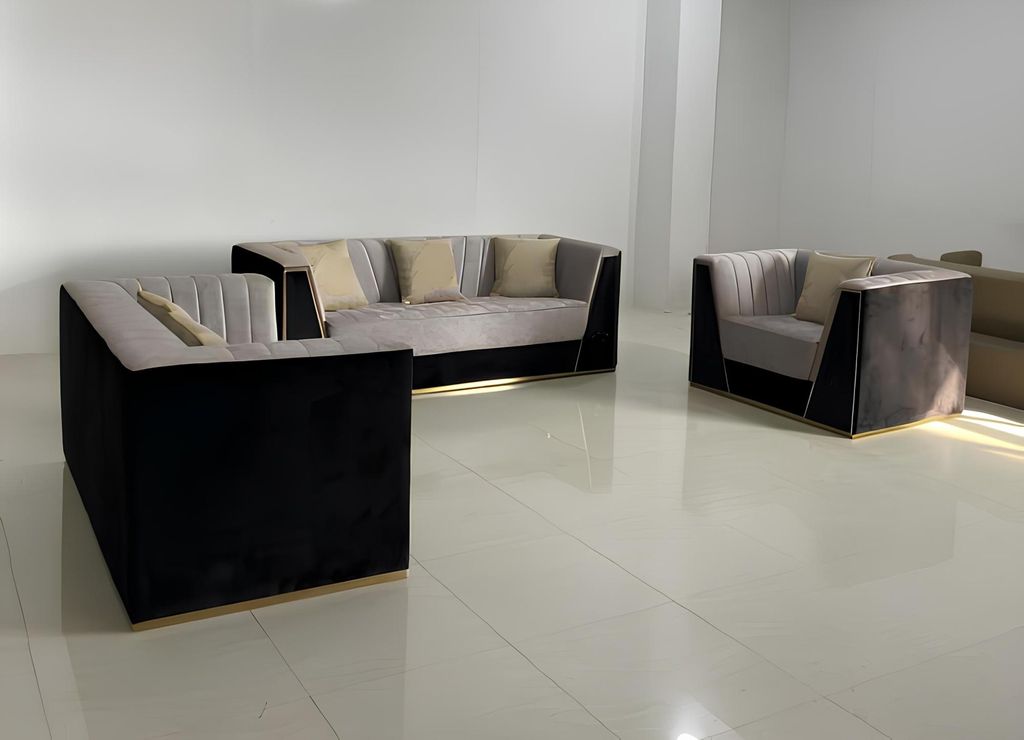 Luxus Sofa 2Sitzer Möbel Design Polster schwarz Textil Samt Sofas Couchen Medusa