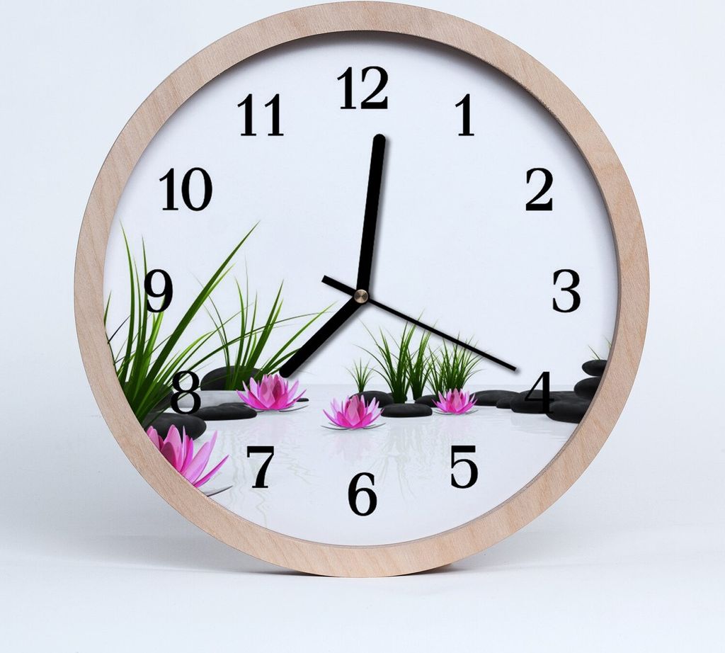Holzuhr 30fi cm wanduhr - Lotus-Blume Blumen