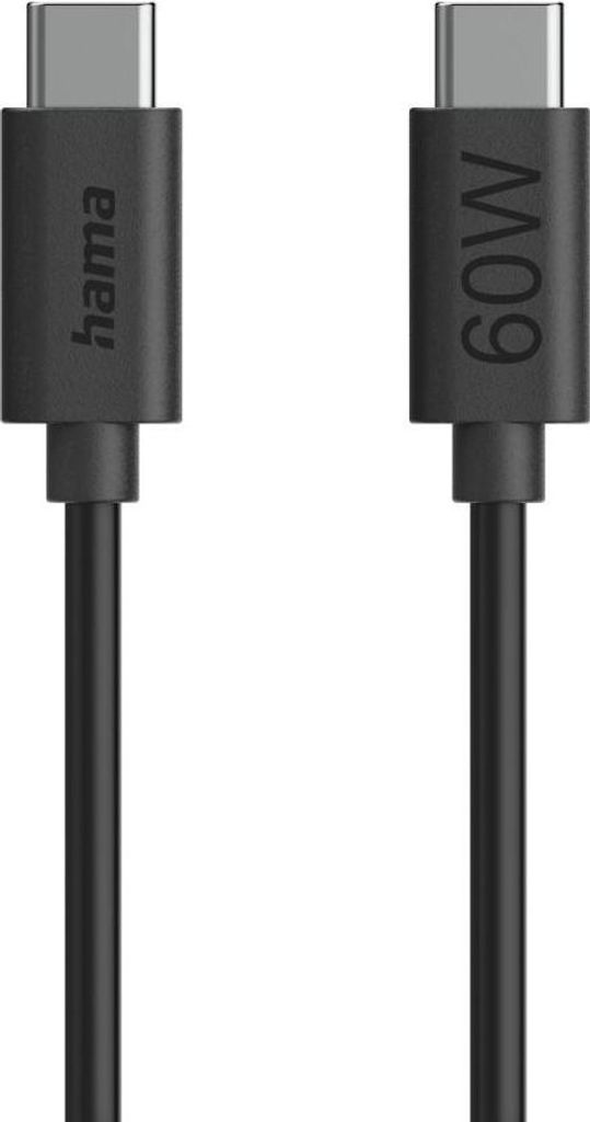 Câble de charge, USB-C - USB-C, 60 W, 1,2 m, noir Image du produit 