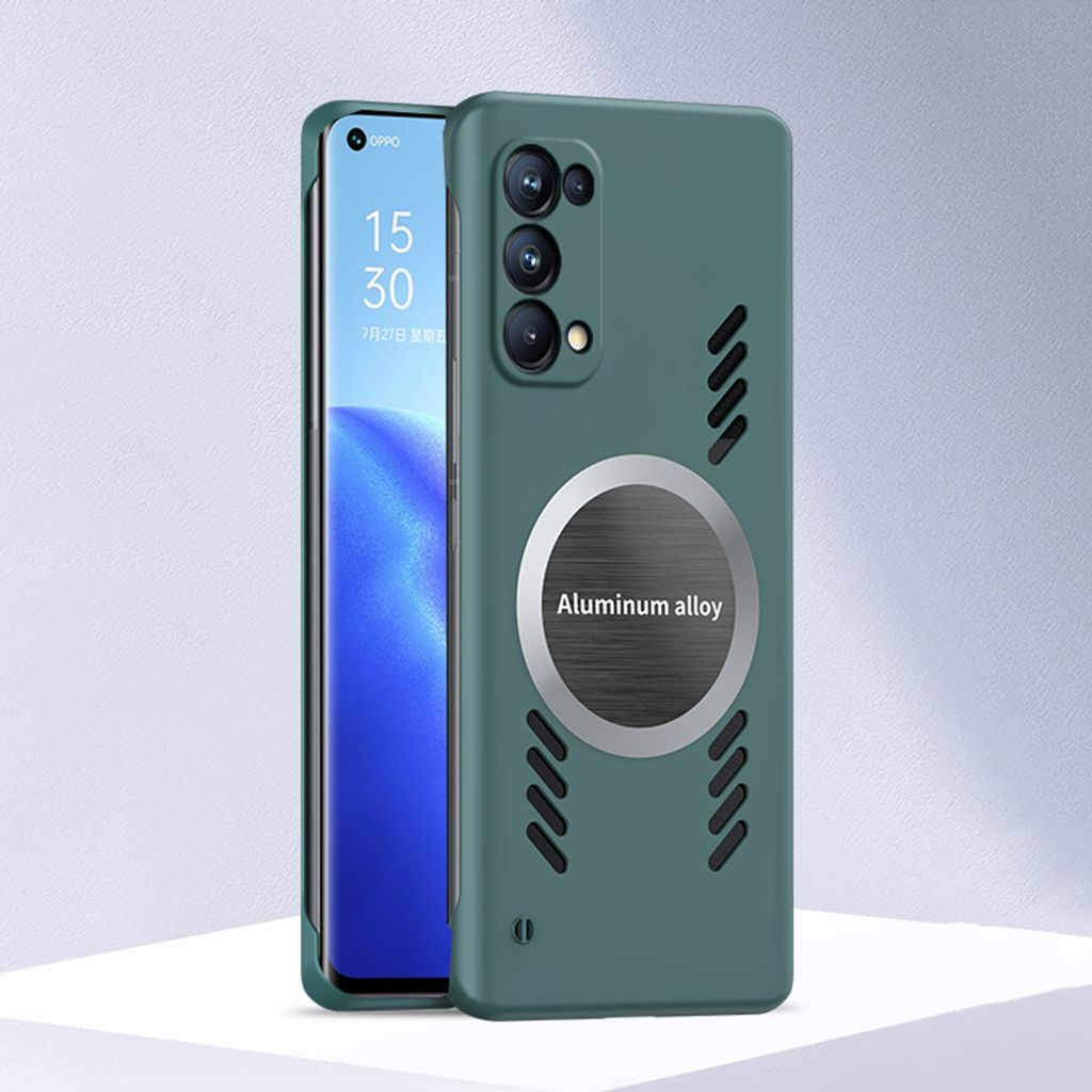 Oppo Reno5 Pro 5G Hülle, Frameless PC Matt Kühlabdeckung Loch Wärmeableitung Schutzhülle für Oppo Reno5 Pro 5G Grün