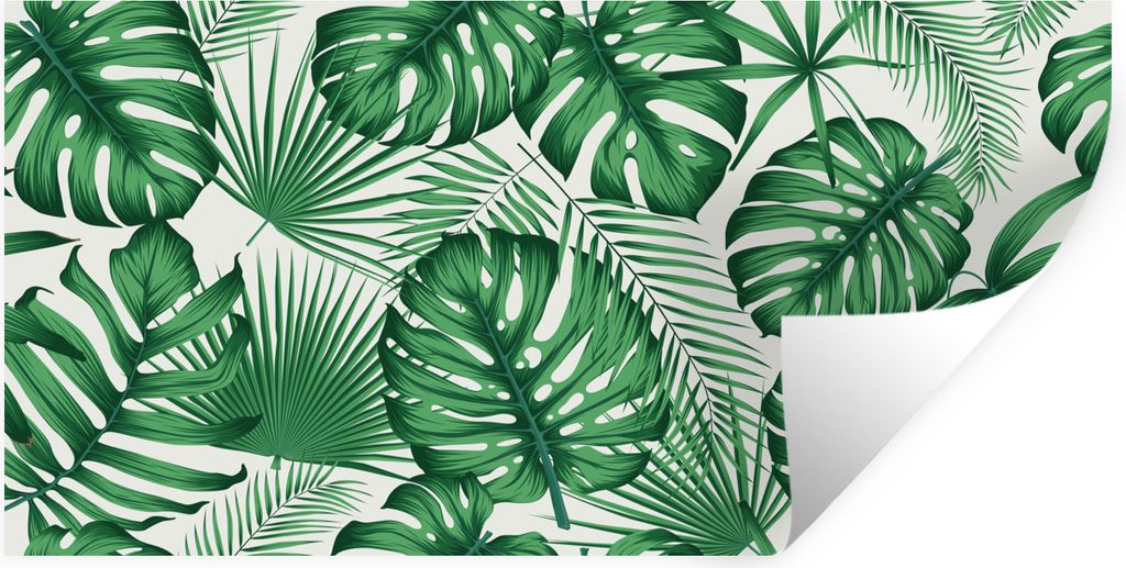 MuchoWow Wandtattoo Wandsticker Wandaufkleber Tropisch - Dschungel - Blätter 80x40 cm Selbstklebend und Repositionierbar - Aufkleber