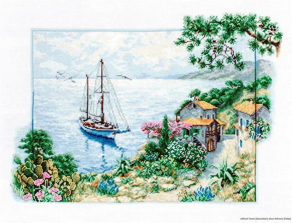 Kit Broderie Point de Croix Paysage Marin Luca-S - Canevas 38,5 x 28 cm