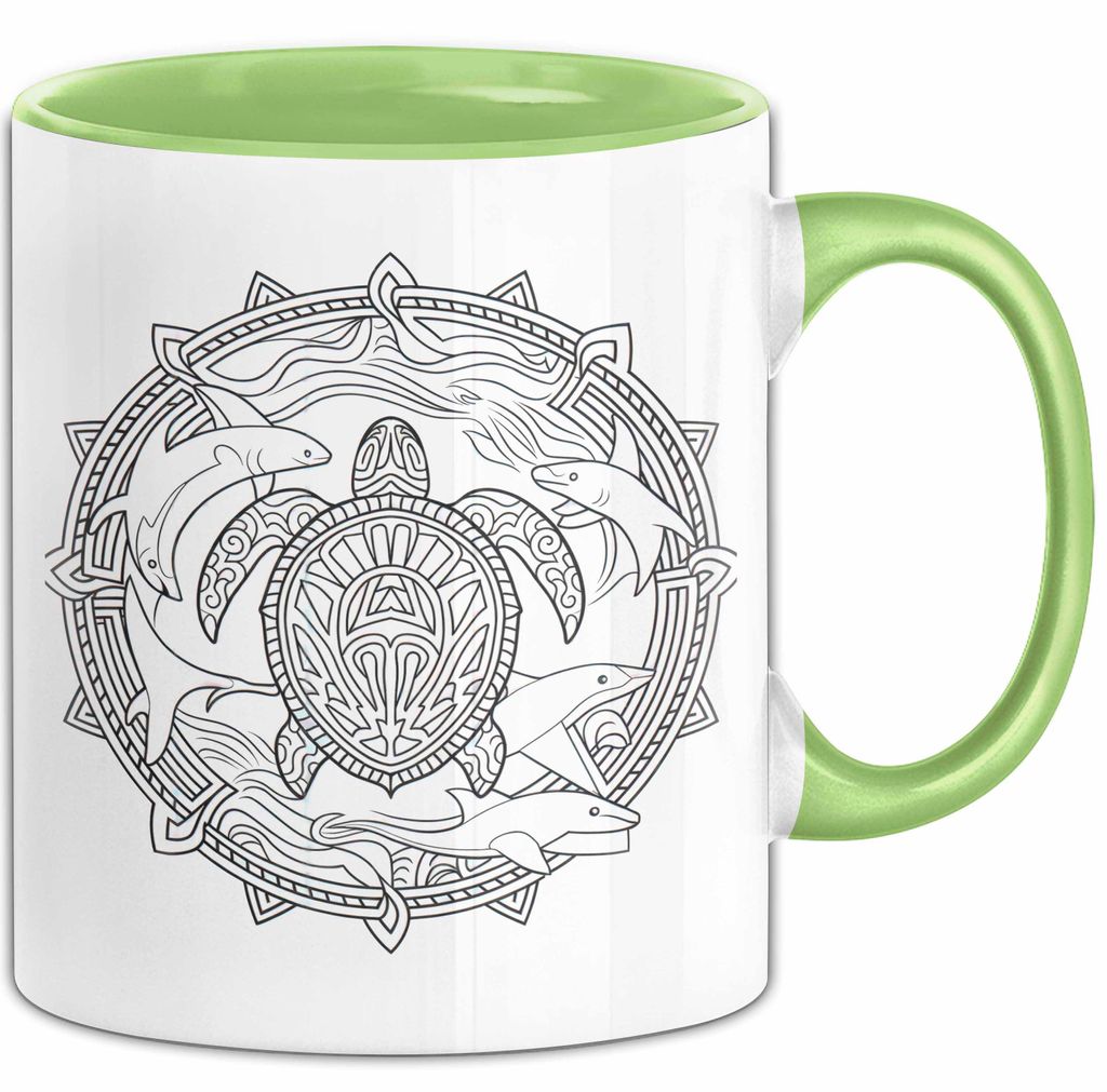 Schildkröte Tierliebhaber Tasse Geschenk Lustige Geschenkidee Spruch Schildkröte Orca Delfin (Grün)