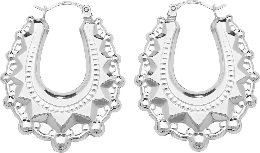 Créoles en Argent 925 pour Femme - Boucles d'Oreilles Ovales 27mm