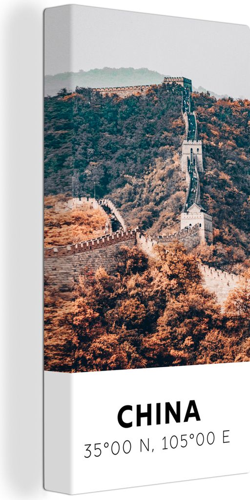 MuchoWow - Leinwandbilder - China - Große Mauer - Herbst - Asien, Wandbild, Wanddeko Bilder Wohnzimmer, 40x80 cm
