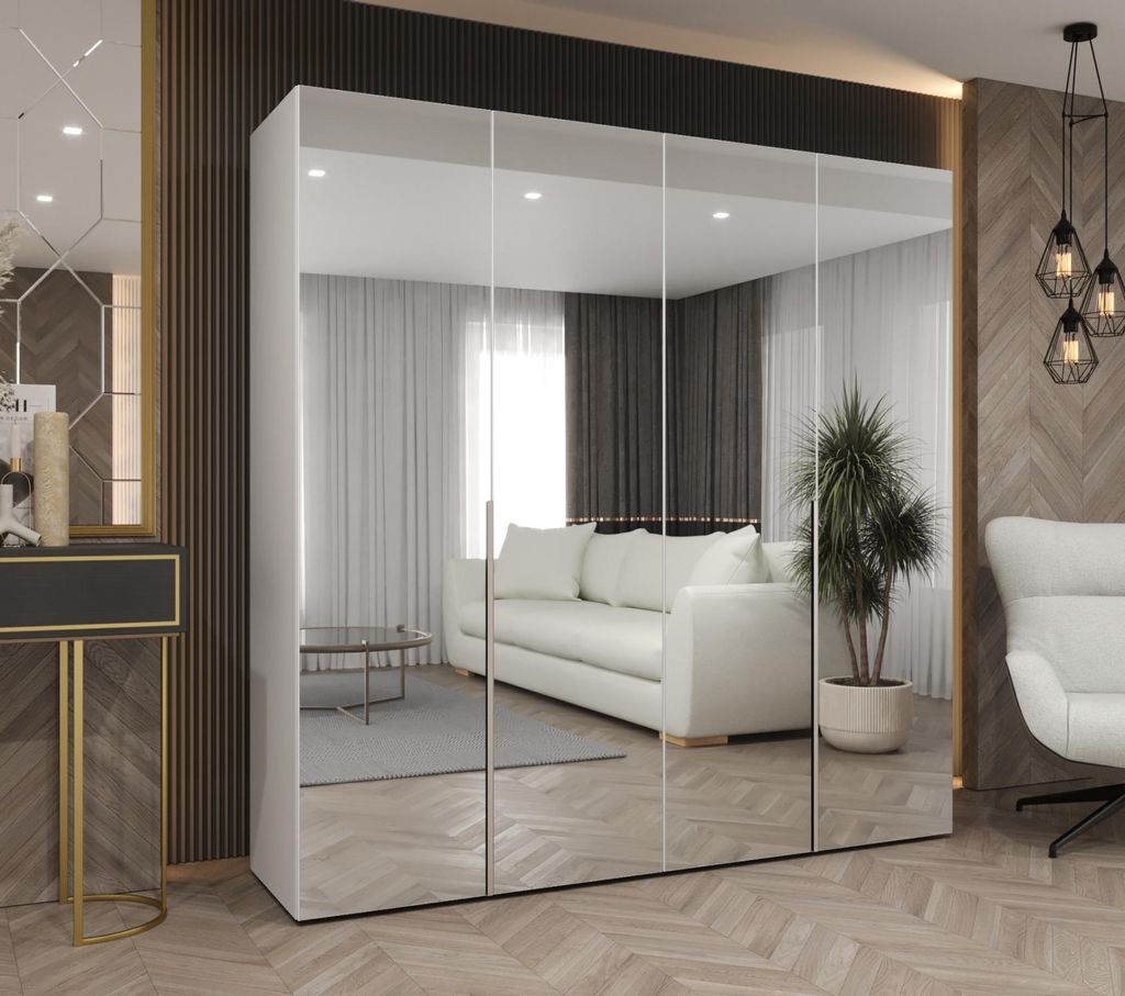 Spiegelschrank 200 cm BUGRA - weiß/Kaschmir