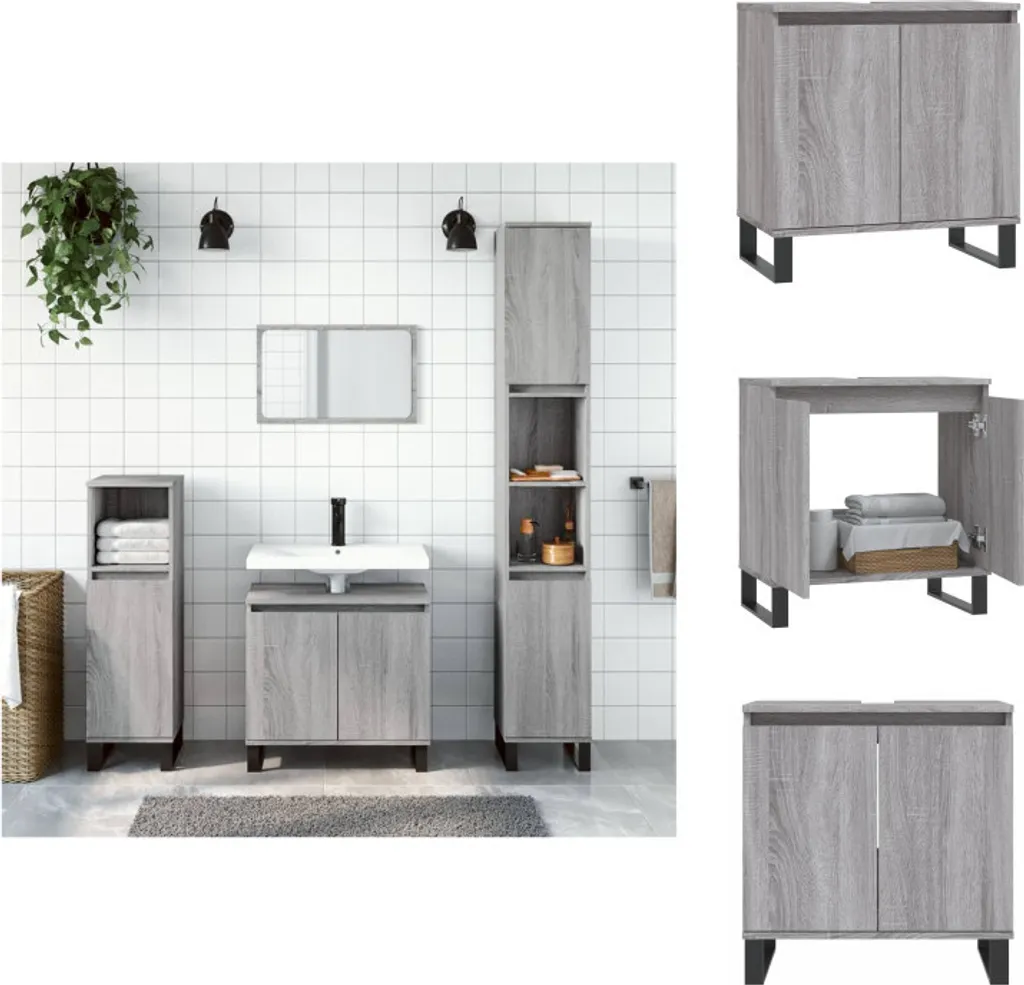 Mobiletto Bagno Sottolavandino Grigio Sonoma vidaXL 58cm Legno Tecnico