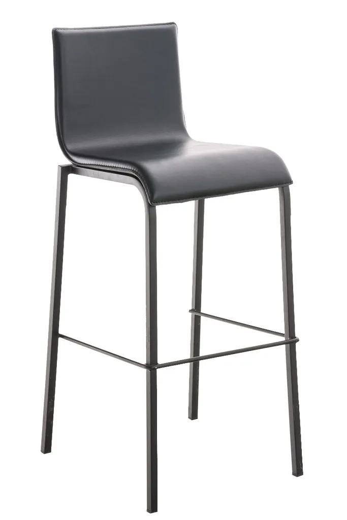 Chaise de bar moderne Avola B78 assise cuir et pieds en métal noir