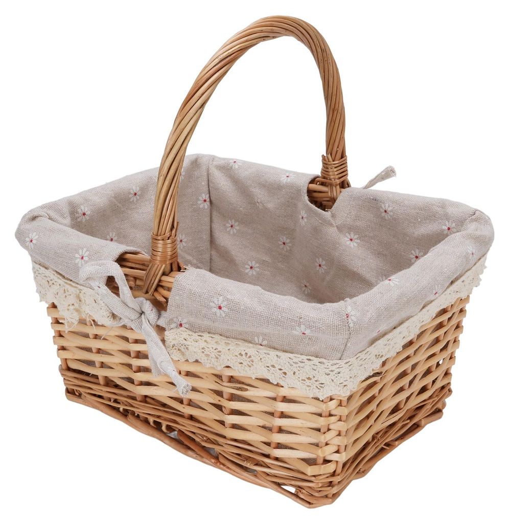 Wicker Picknickkorb Abnehmbare Auskleidung Vintage geräumige Kapazität Hand geflochtenen Korb für Camping Gemüse pflücken Gänseblümchen
