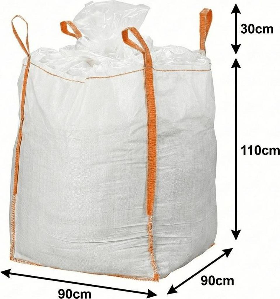 10x Feuchtigkeitsbeständiger Big Bag 1m³| BigBag mit Füllschürze und PE Inliner|1,5t