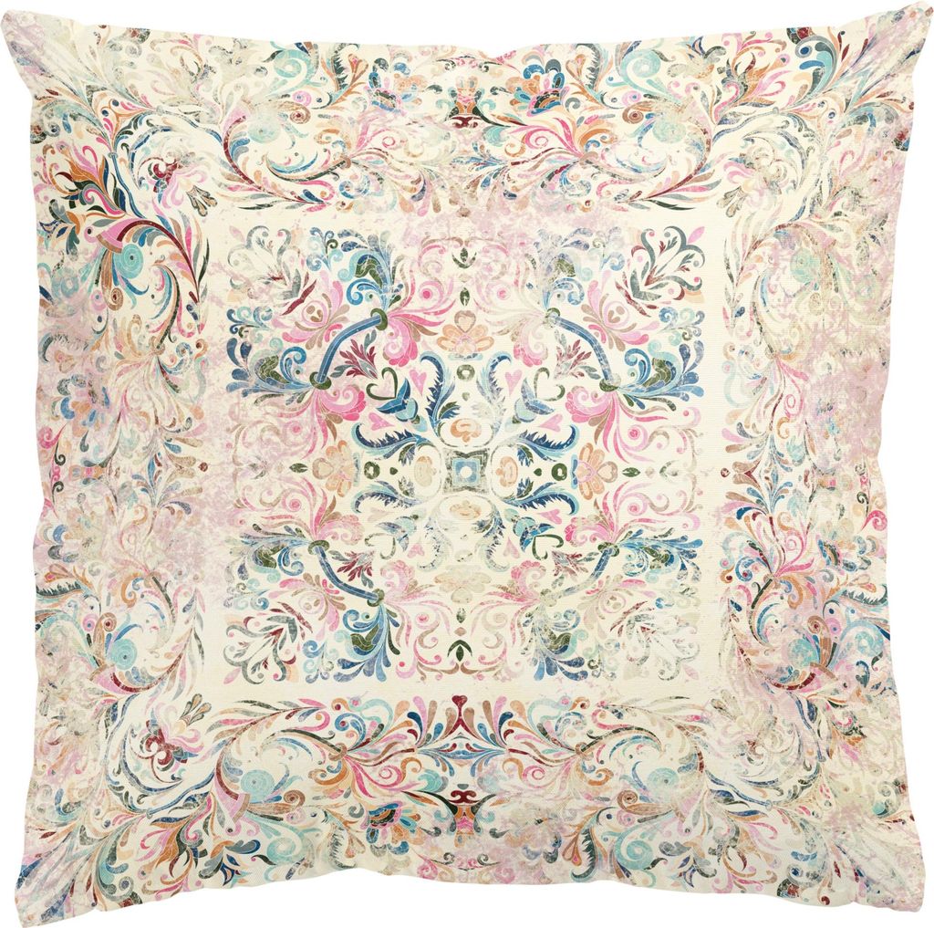 Dekokissen Muster draußen / Outdoor Zierkissen waschbar Blumenmuster pastell Landhaus Sofakissen mit Füllung