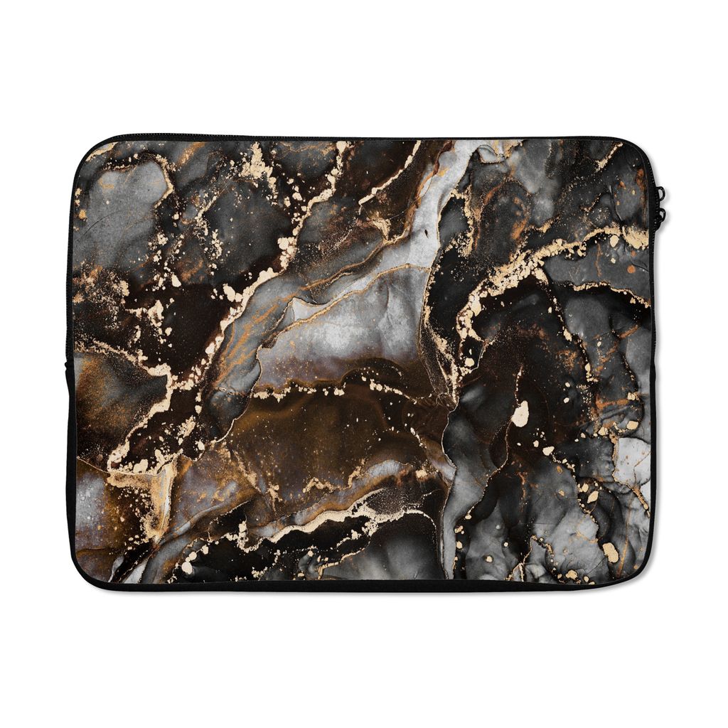 MuchoWow Laptop Hülle 17 Zoll Laptoptasche Marmor - Gold - Glitzer - Luxus - Zipper - Schutzabdeckung
