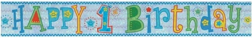 Amscan - holografisches Design - Fahne, Folie, 1. Geburtstag SG21792 (Einheitsgröße) (Blau/Grün/Gelb)
