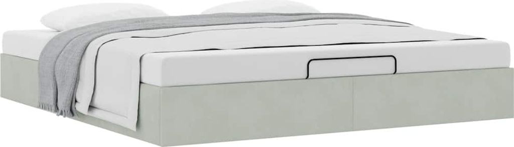 Ottoman-Bett ohne Matratze Hellgrau 180x200 cm Samt
