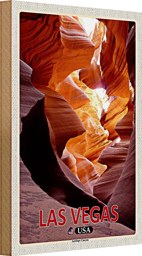 Holzschild Reise 20x30cm Las Vegas USA Antelope Canyon