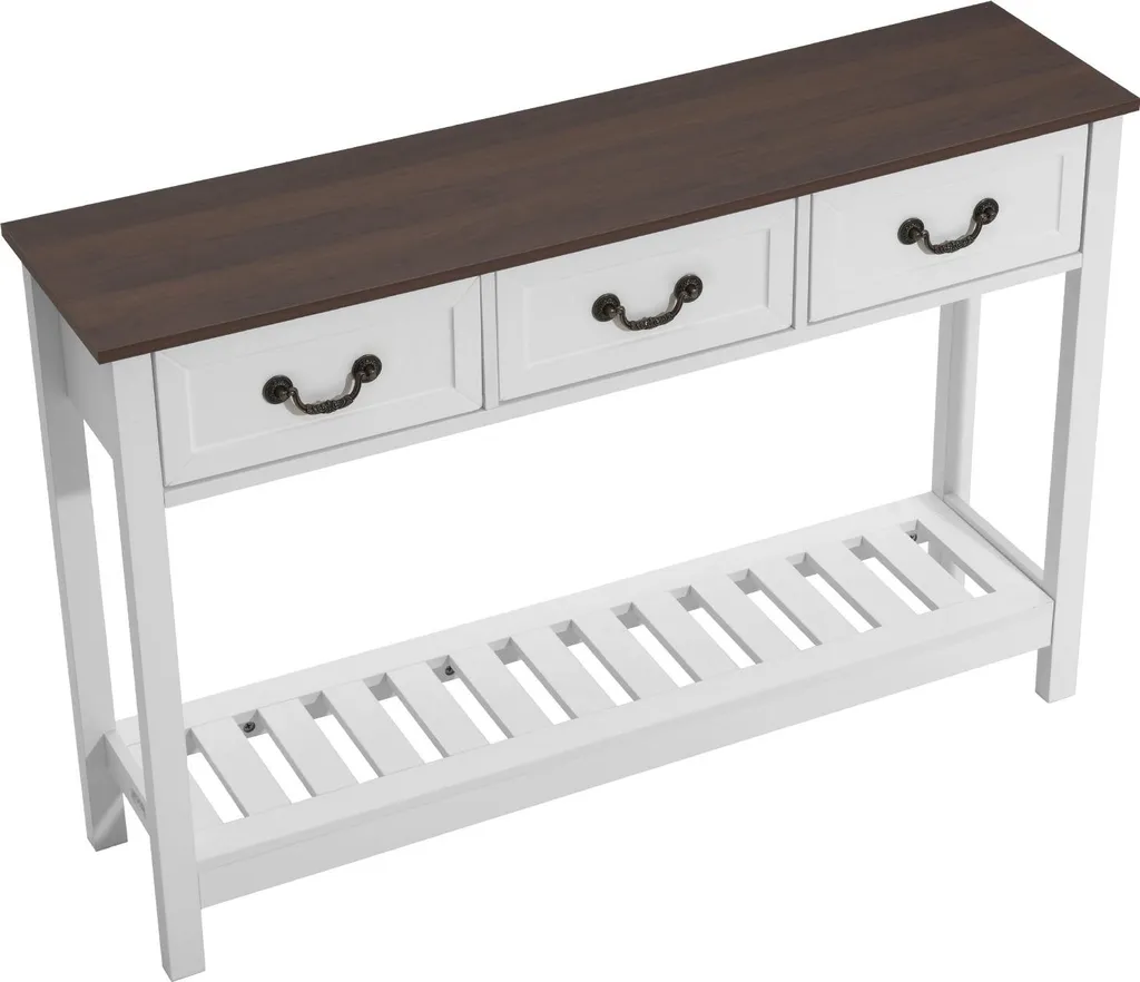 Table Rectangulaire Étroite avec Tiroirs pour Entrée et Salon 120cm