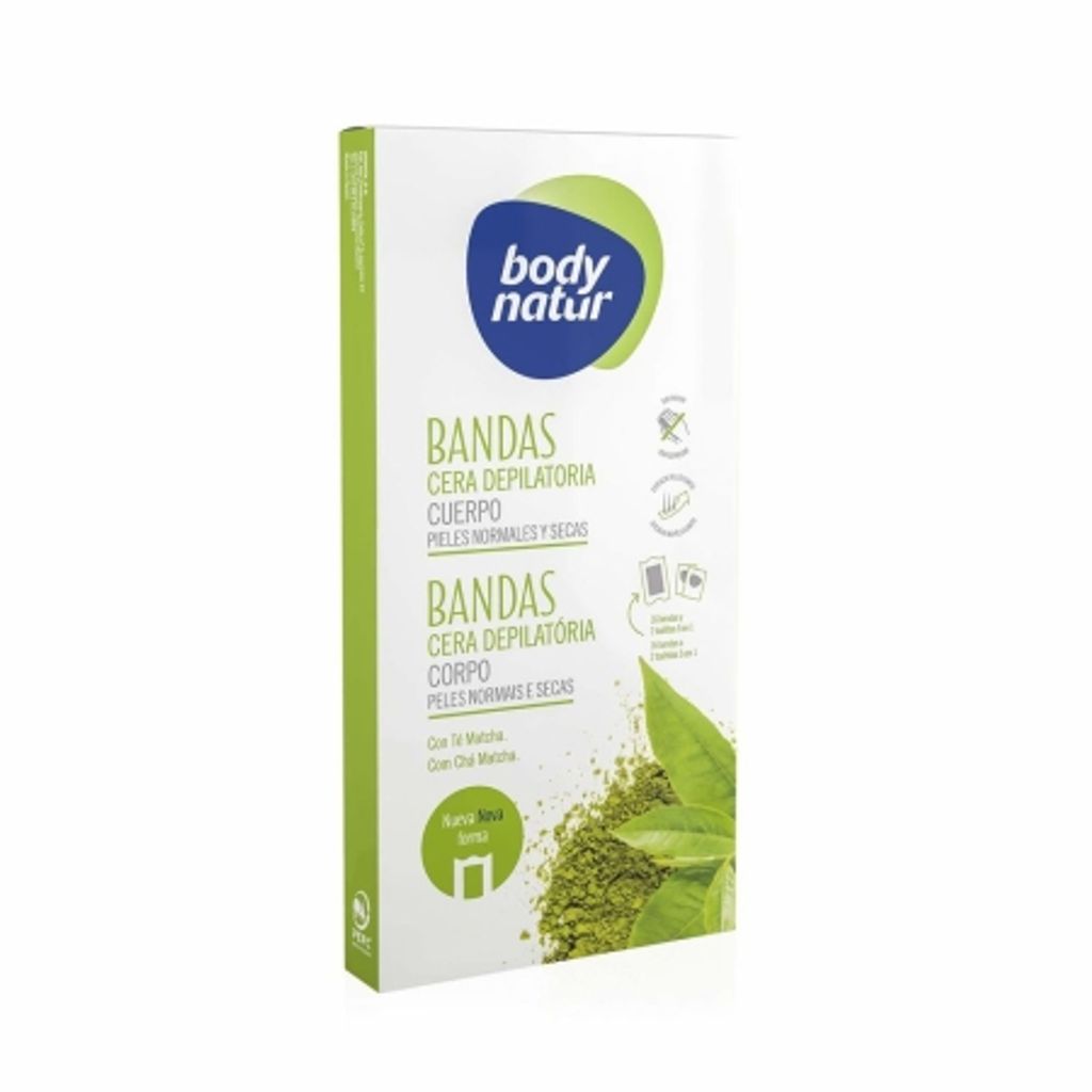 Body Natur Bandas Cera Depilatoria Cuerpo Té Matcha 16 U
