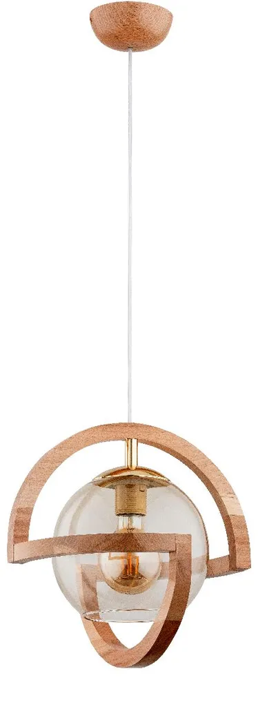 Lustre suspension design scandinave en bois et verre - Modèle Cabrio