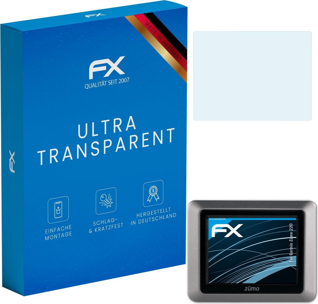 atFoliX FX-Clear 3x Schutzfolie kompatibel mit Garmin Zumo 220 Displayschutzfolie