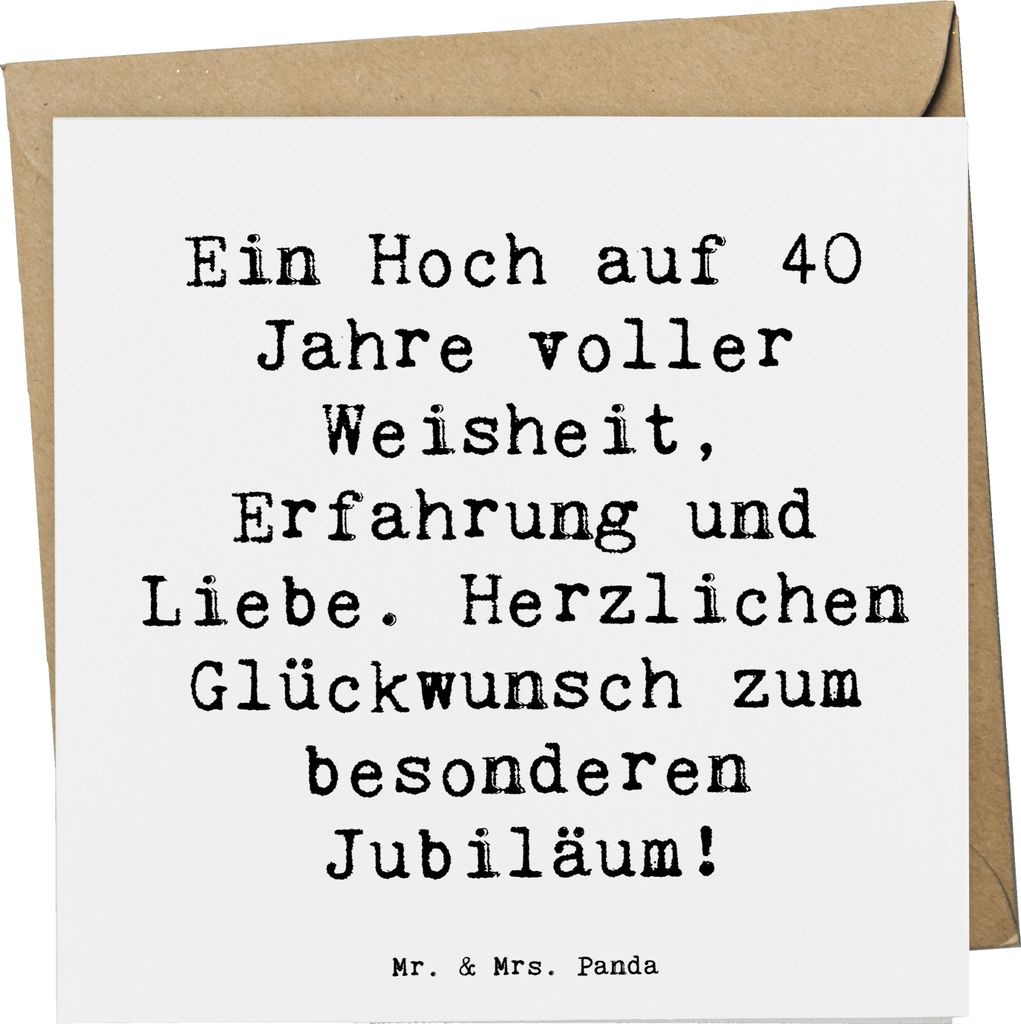 Mr. & Mrs. Panda doppelkarte Spruch 40. Geburtstag Weisheit - Weiß - Geschenk, Vierzigster, Happy Birthday, Geburtstagsfeier, Liebe, Grußkarte, h...