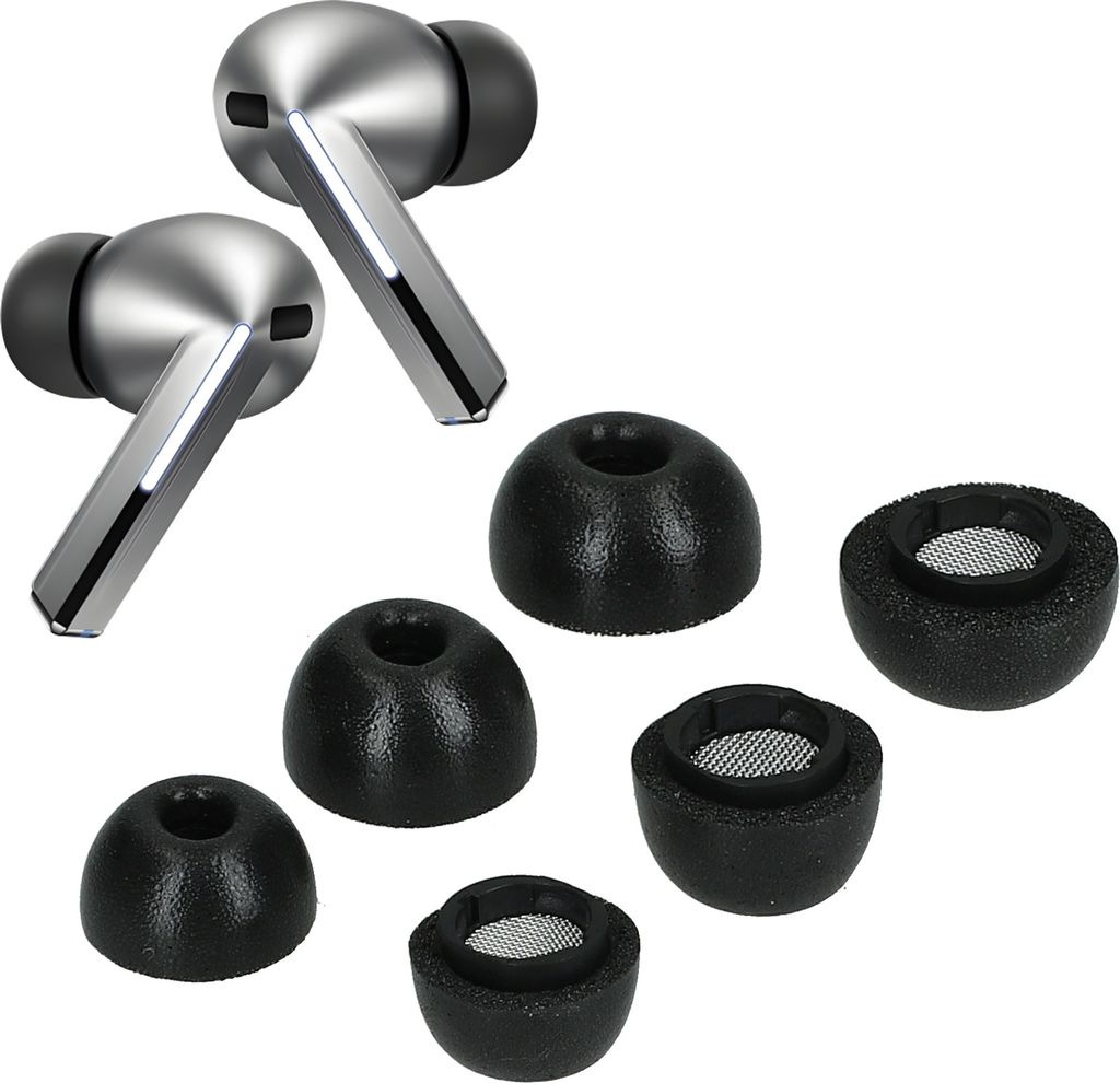 kwmobile 6x Ersatz In Ear Kopfhörer kompatibel mit Samsung Galaxy Buds 3 Pro - 3 Größen - Polster Ohrstöpsel In-Ear Ohrhörer - Schwarz