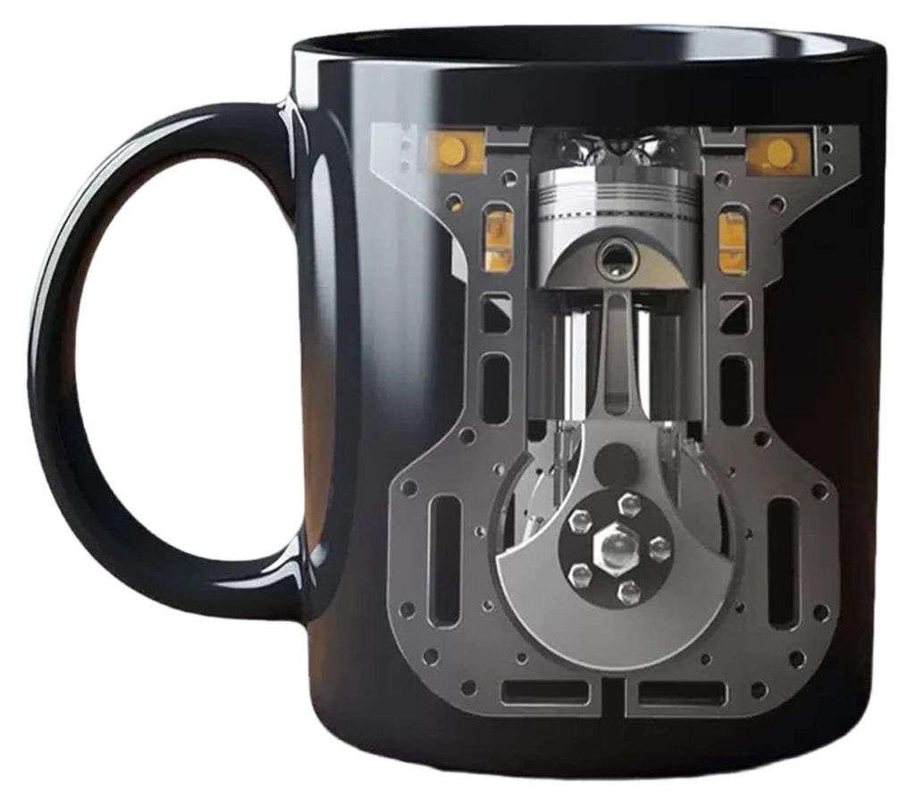 3D-Motor-Druckbecher, Keramik-Kaffeebecher, spülmaschinen- und mikrowellengeeignet, Trinkgeschirr für Mechanikerwerkstätten, einzigartiges Gesch...