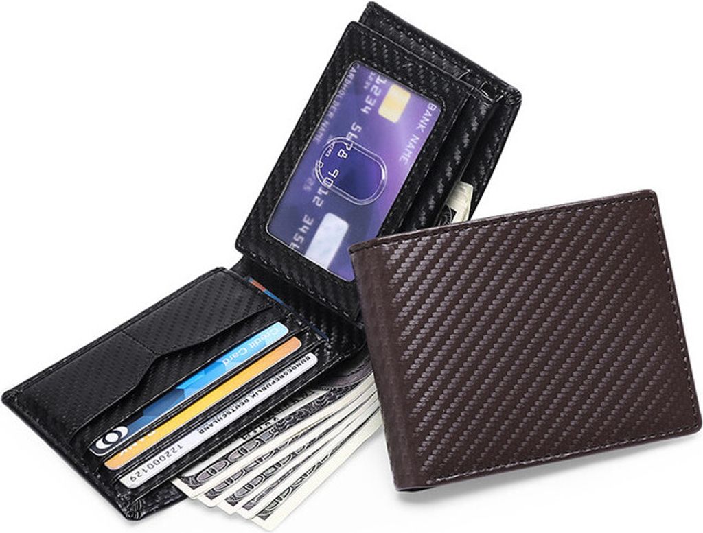 Herren Slim Wallet mit Geldscheinklammer RFID Bifold Wallet Kreditkartenetui, Braun