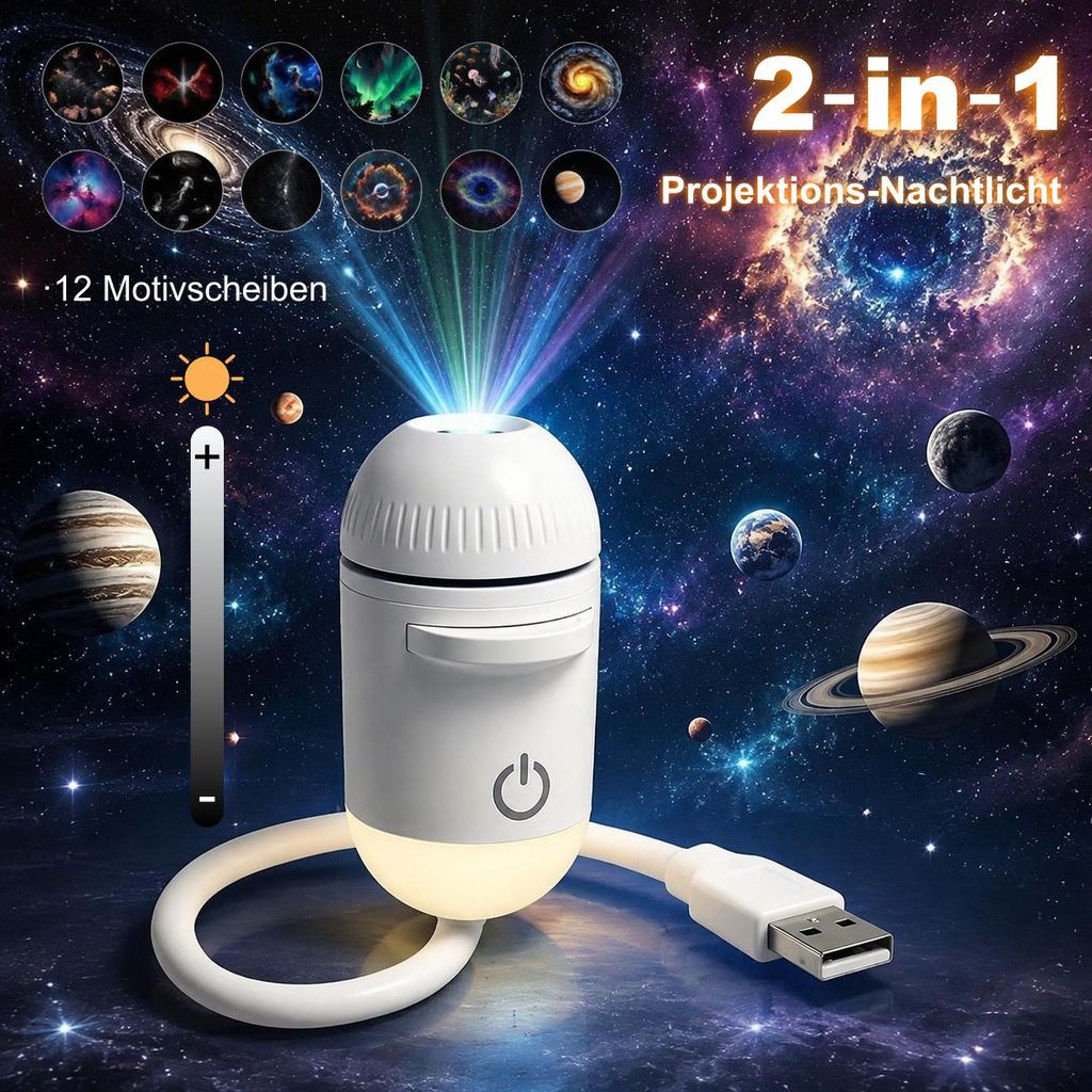 LED Sternenhimmel Projektor & Nachtlicht 2-in-1, HD 12 Produktbild 