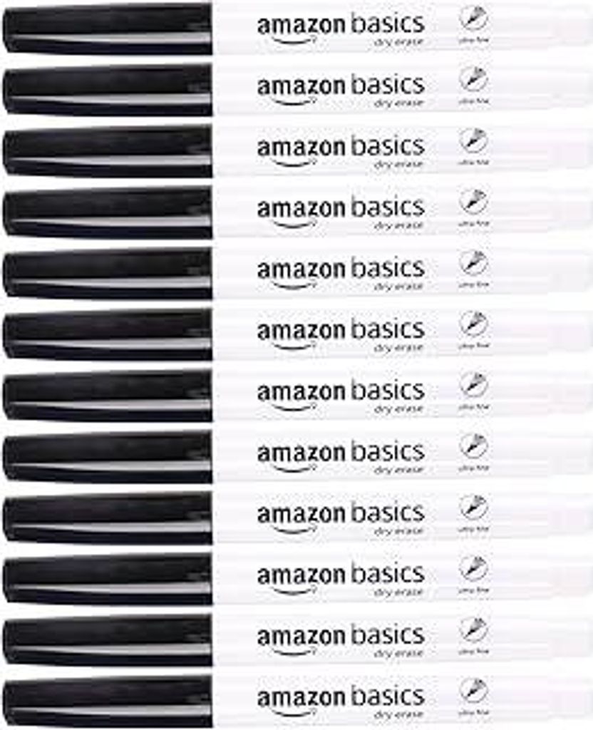 Low Odor Ultra Fine Tip Dry Erase White Board Markers, Black, 12-Pack