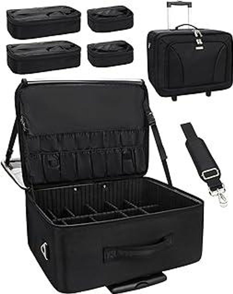 Relavel 17.7 Extra Große Kosmetische Organizer Trolley Professionelle Kosmetikkoffer Reise Make-up Künstler Tasche Tragbare Make-up Box Damen Kun...