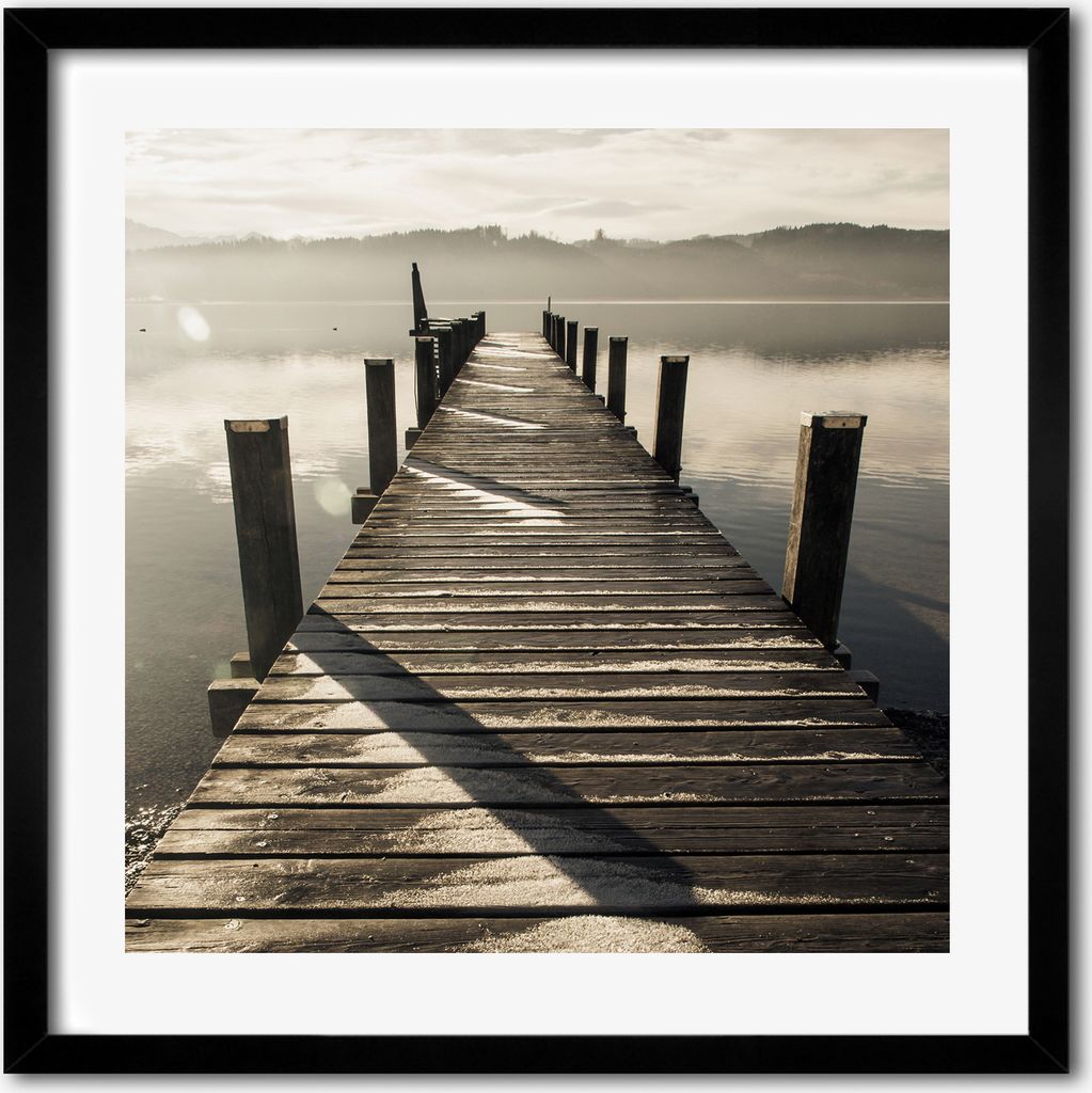 Bild - 50 cm x 50 cm - MDF - Rahmen, Wandkunst - Hölzerner Pier