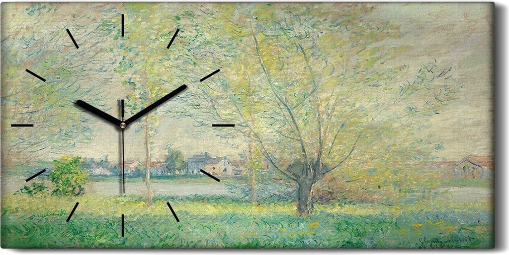 Küche Wohnzimmer Wand Leinwand Uhr Geräuschlos Kunstdruck 60x30 Die Weiden - schwarze Hände