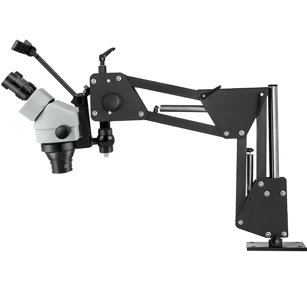 Microscope Trinoculaire 3.5X-90X VEVOR à Zoom Fluide et Support Stable