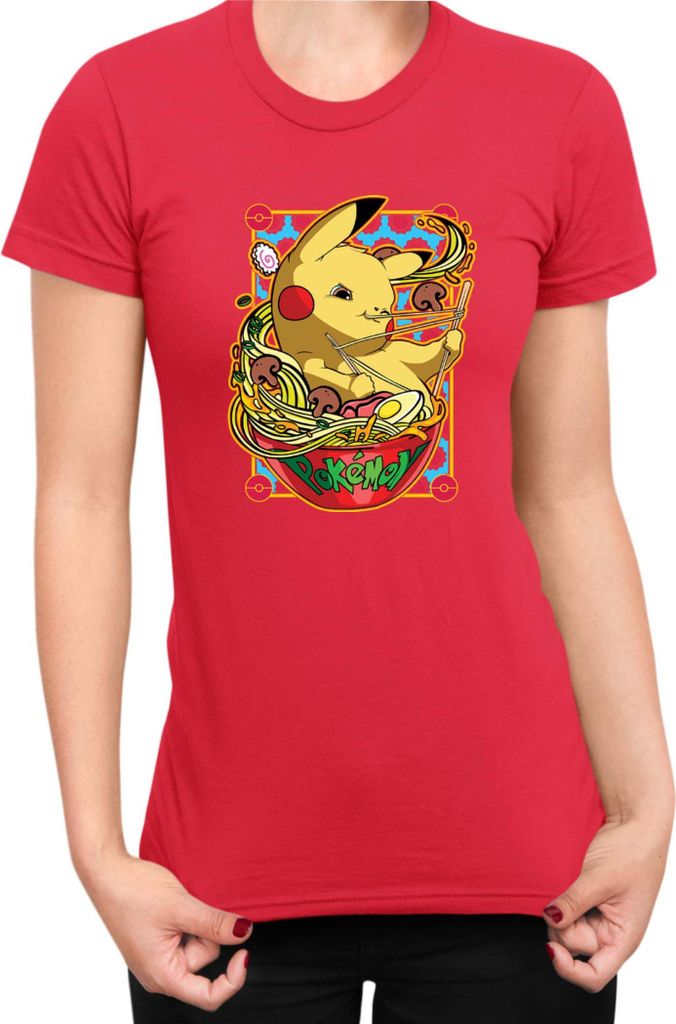 Damen T-Shirt Japan Manga Anime Comics Pokemon 041, Lady S / Rot